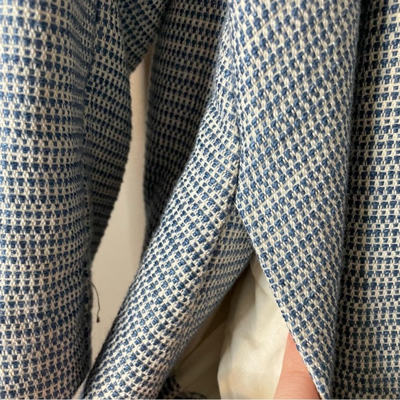 Maje blue open front duster jacket with fringe size 1 - Picture 11 of 14